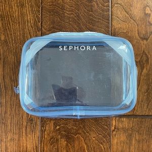 NWOT Sephora Blue Tinted Clear Plastic Makeup Cosmetic Bag